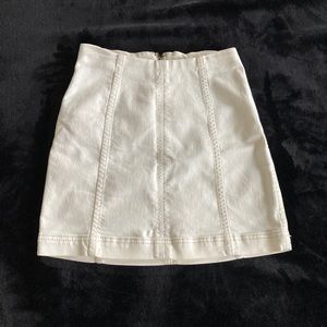 Free People white denim mini skirt